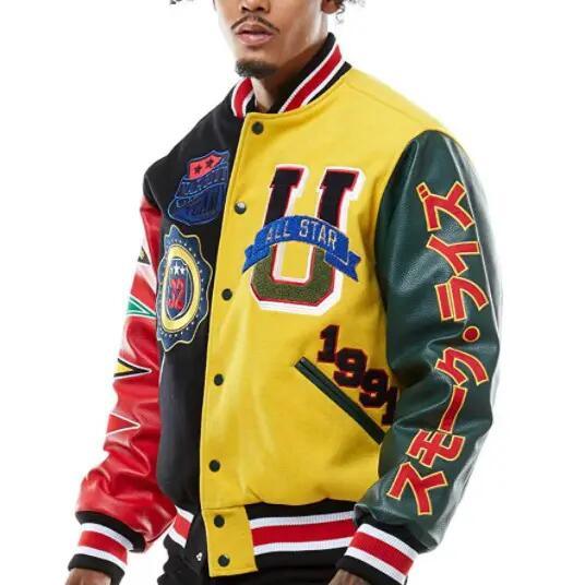 Embroidery Patches Custom Men Letterman Jacket Baseball Leather Street Plus Size Coat Varsity Jacket for Men
