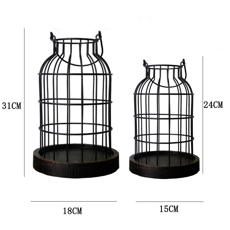 Farmhouse Style Candle Lanterns Bottle Design Iron ART Style Candle Holder For Home Decor
