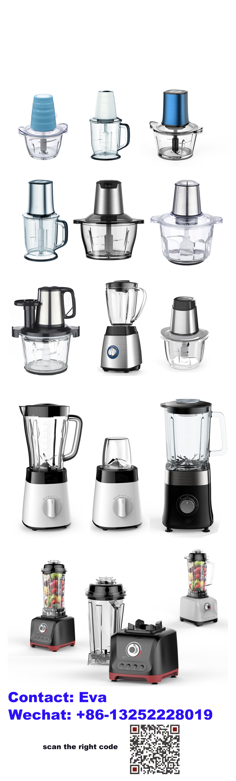 400W Blender Chopper Professional 2L Stainless Steel Glass Electric Meat Grinder