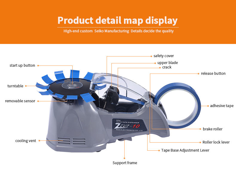110V Turntable Tape Dispenser Automatic Packing Tape Dispenser For Office