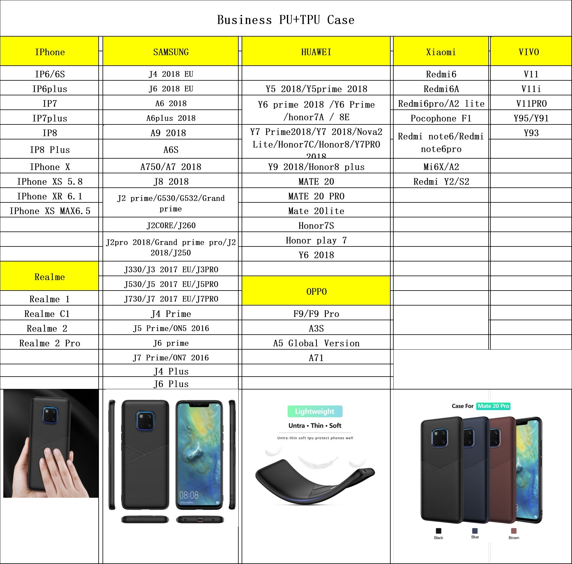 Black Blue Brown Business PU+TPU Protective Case Back Cover for Samsung J4 2018 A9 2018 J2C0RE/J260 J6 Plus J730/J7 2017