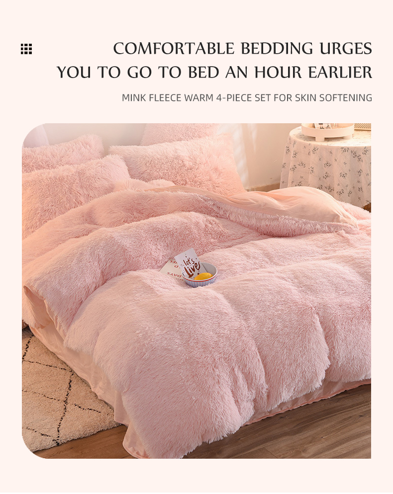 Plain Dyed Modern Solid Color Mink Velvet Four-piece Set Winter Plush Warm Bedding Set