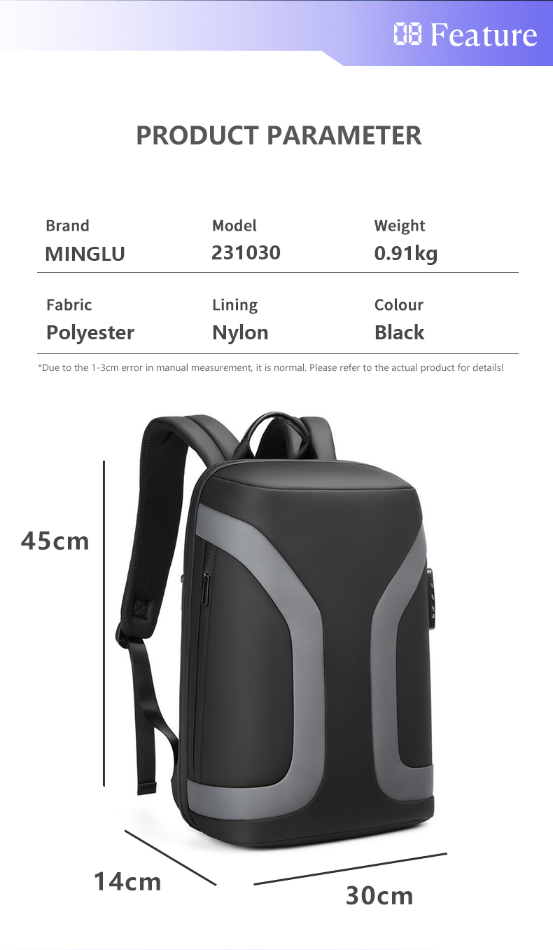 Softback Waterproof Business Backpack With USB Customized Logo