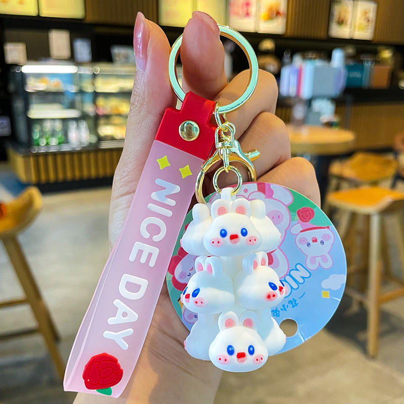 2 Pcs Black White Panda And Pink Pig Keychain Charms For Women Kids Kawaii Backpack Accessories