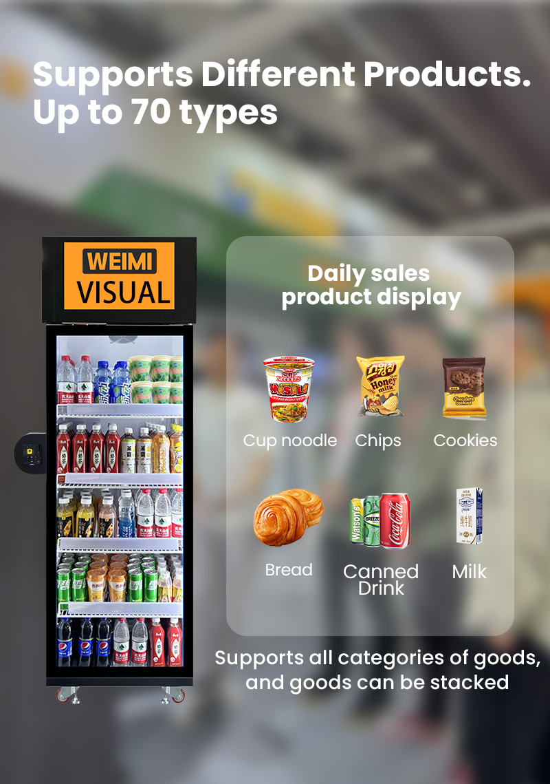 Intelligent Algorithm AI-Powered Vending Machine For Snacks Drinks Fresh Food Fruits Grab And Go Fridge