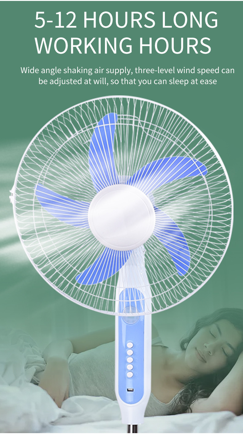 15W Home Battery Operated Fans Rechargeable Standing Fan