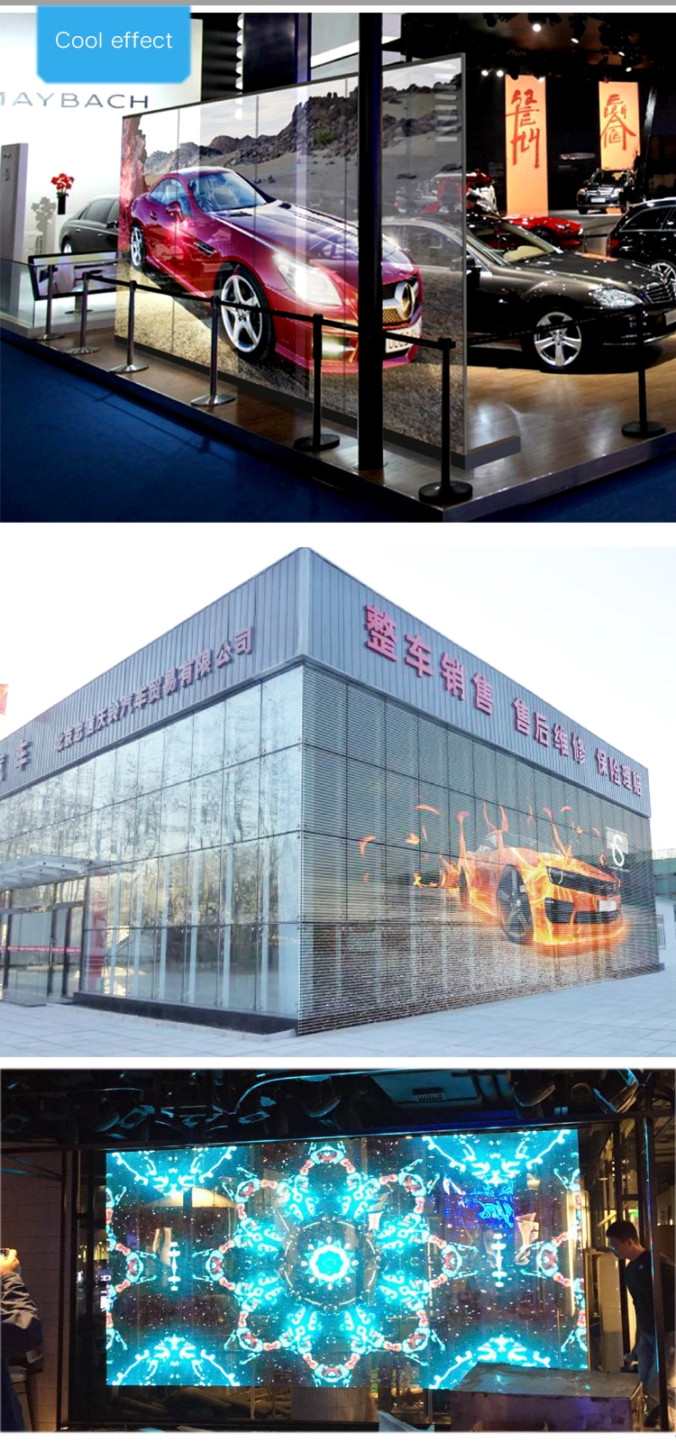 P3.91 - 7.81 Transparent Indoor Full Color LED Display 1000*500*70mm Cabinet Dimension