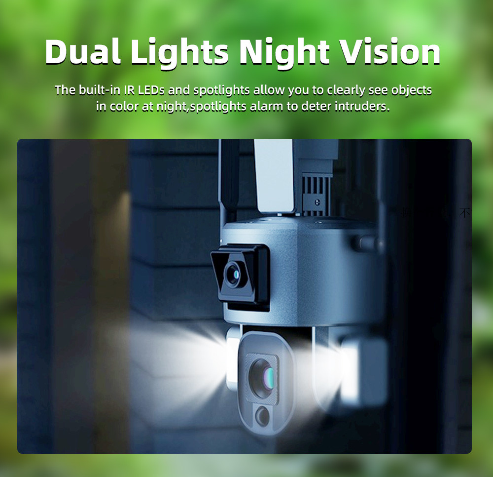4G Dual Lens Battery Security Camera 4K HD PIR Motion Detection 0.0001Lux