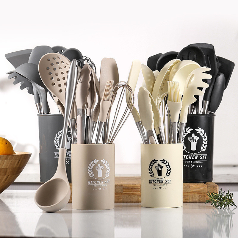 Silicone Kitchen Cooking Utensils Set With Holder Silicone Cooking Utensils Set For Nonstick Cookware Kitchen Tools Set