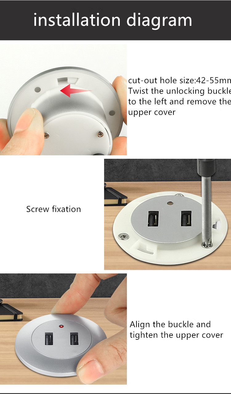 1A Rated Current Embedded USB Type A and Type C Socket for Household Appliance Charging