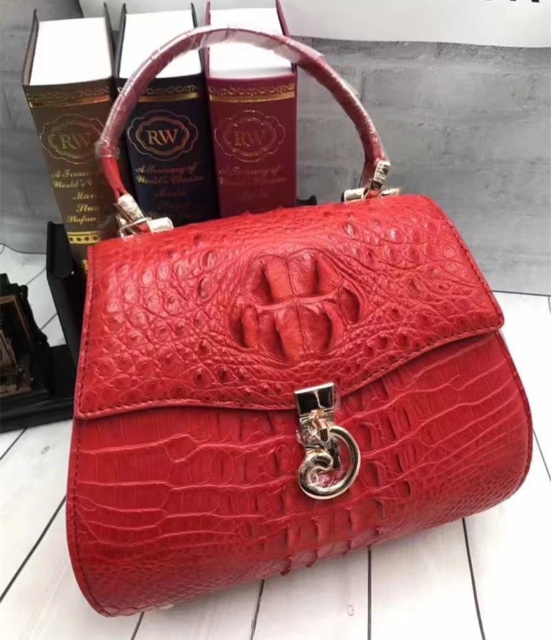 Authentic Crocodile Skin Lady Saddle Purse Genuine Alligator Leather Female Small Handbag Women Crossbody Shoulder Bag