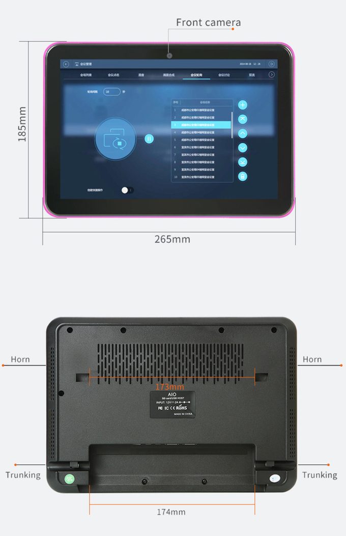 Android All-In-One 10.1 Inch Multi-Touch Screen Advertising Player 1280*800 With Color Lamp