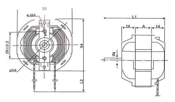 Low Noise One Phase Shaded Pole Motor YZF58 Heater Fan Motor 2300 RPM Speed