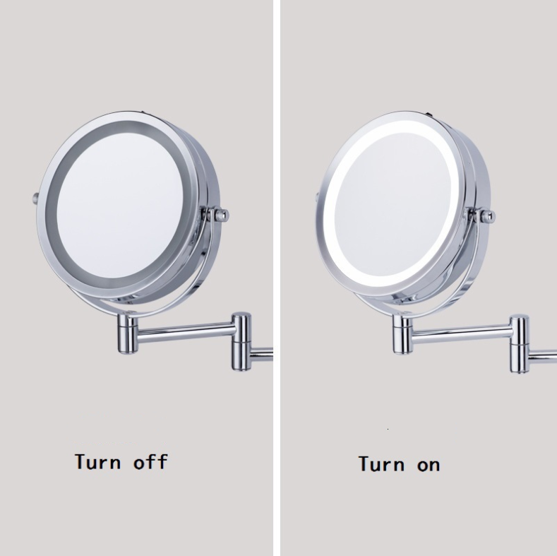 Bathroom accessories Metal Wall Telescopic Double Side Mirror makeup double sided Round mirror