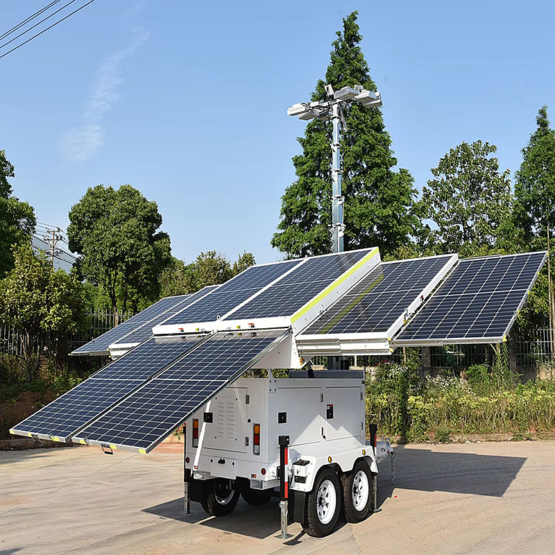 Mobile Solar Light Tower Running Time 24.3 Hours Portable Outdoor Light Towers Trailer Light Tower