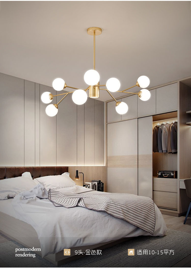 Nordic Tree Branch Led Ceiling Chandelier Glass Ball Lampshade Black Gold Chandelier(WH-MI-417)