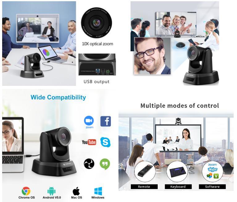 Tevo-Nv10u Auto Focus 10X Zoom Video Conference Camera for PTZ Broadcasting