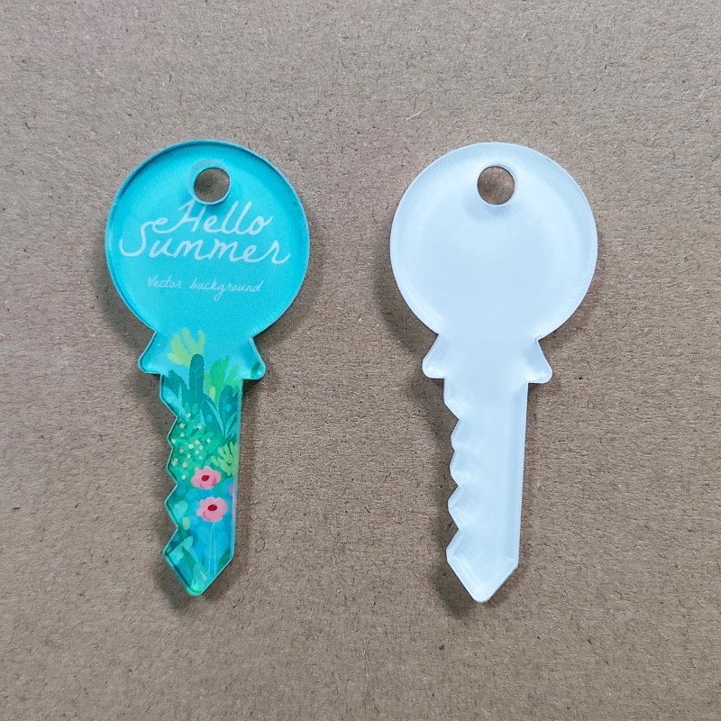 Sublimation Blank Key Shape Acrylic Keychain For Sublimation Heat Transfer Printing