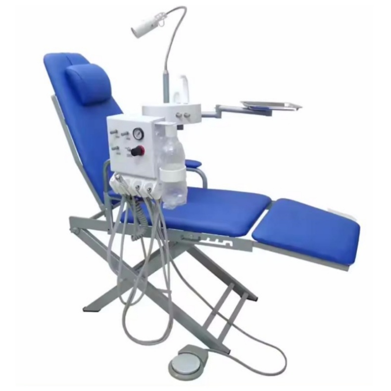 Light Weight Dental Portable Chair Unit Mobile Folding Chair with Led Light Work with Portable Turbine Unit