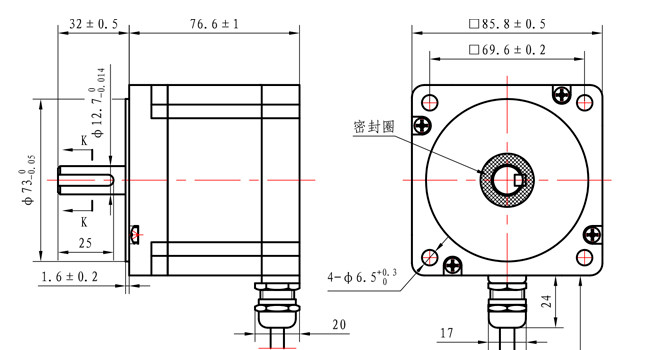 1.8 Degree 2 Phase NEMA 34 Waterproof Stepper Motor 76mm Body 5.2N.m