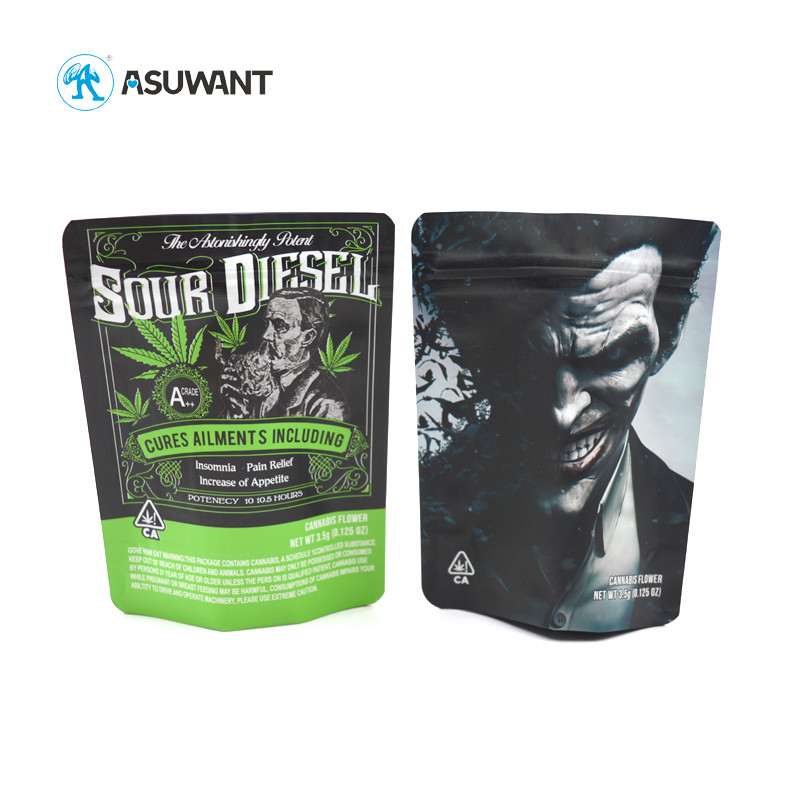 Moisture Proof Smell Proof Zipper Bag Custom Printed For Weed Tobacco Herb Cookies