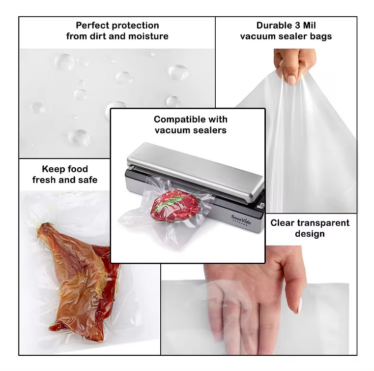 PA Vacuum Bag Cereals Dry Food Food Grade Nylon Pouch Transparent Plastic Vacuum Packaging Bag