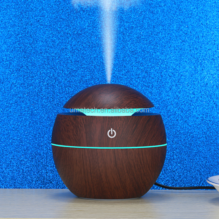 Other Function Portable Mini Ultrasonic USB 130ML Wood Grain Humidifier with Led Light