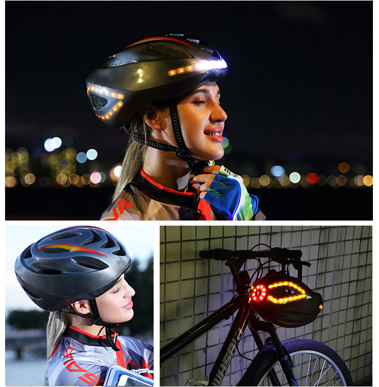 Bike Helmet Night Cycling Safe Helmet Turning Light USB Charge Helmet