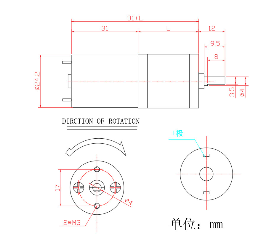 ASLONG Small Motor JGA25-370 6/12/24 V 7.5-1931RPPM Pure Metal DC Brushed Reduction Motor