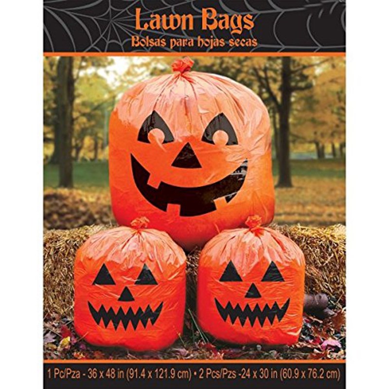 Halloween Decorative Giant Lawn Bags Pumpkin Shape With Twist Ties