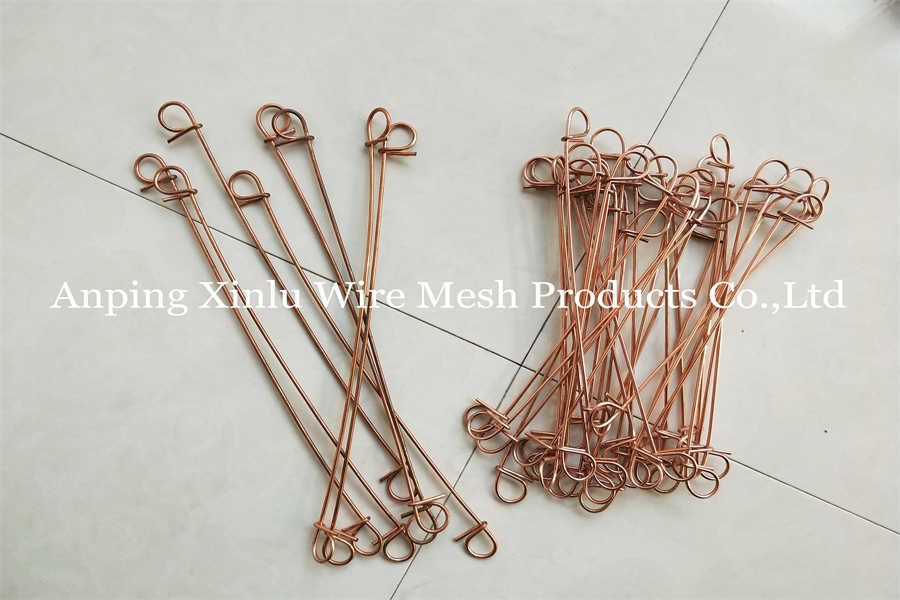 Copper Coated Double Loop Binding Bar Tie Wire 200mm Length 2.48kg Weight/Bundle Rust & Corrosion Resistant