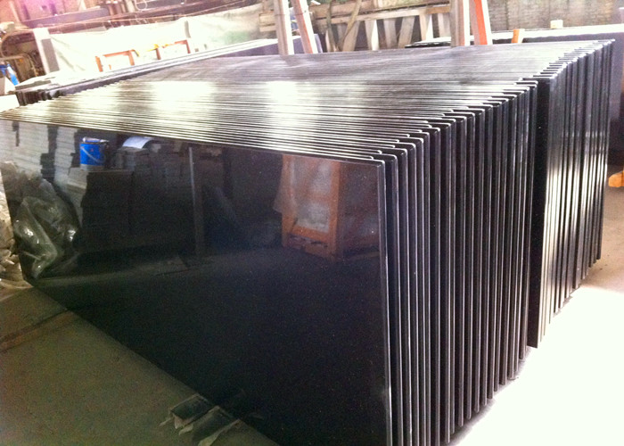 Black Galaxy Granite Island Top / Granite Kitchen Tops With Sparkles 2 CM Thick