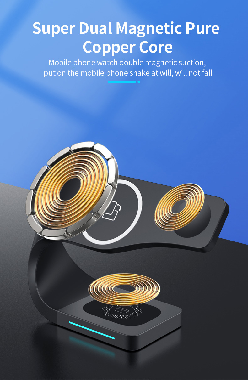 4 In 1 Magnetic Absorption Wireless Charger with 15W Fast Charging and Logo Service