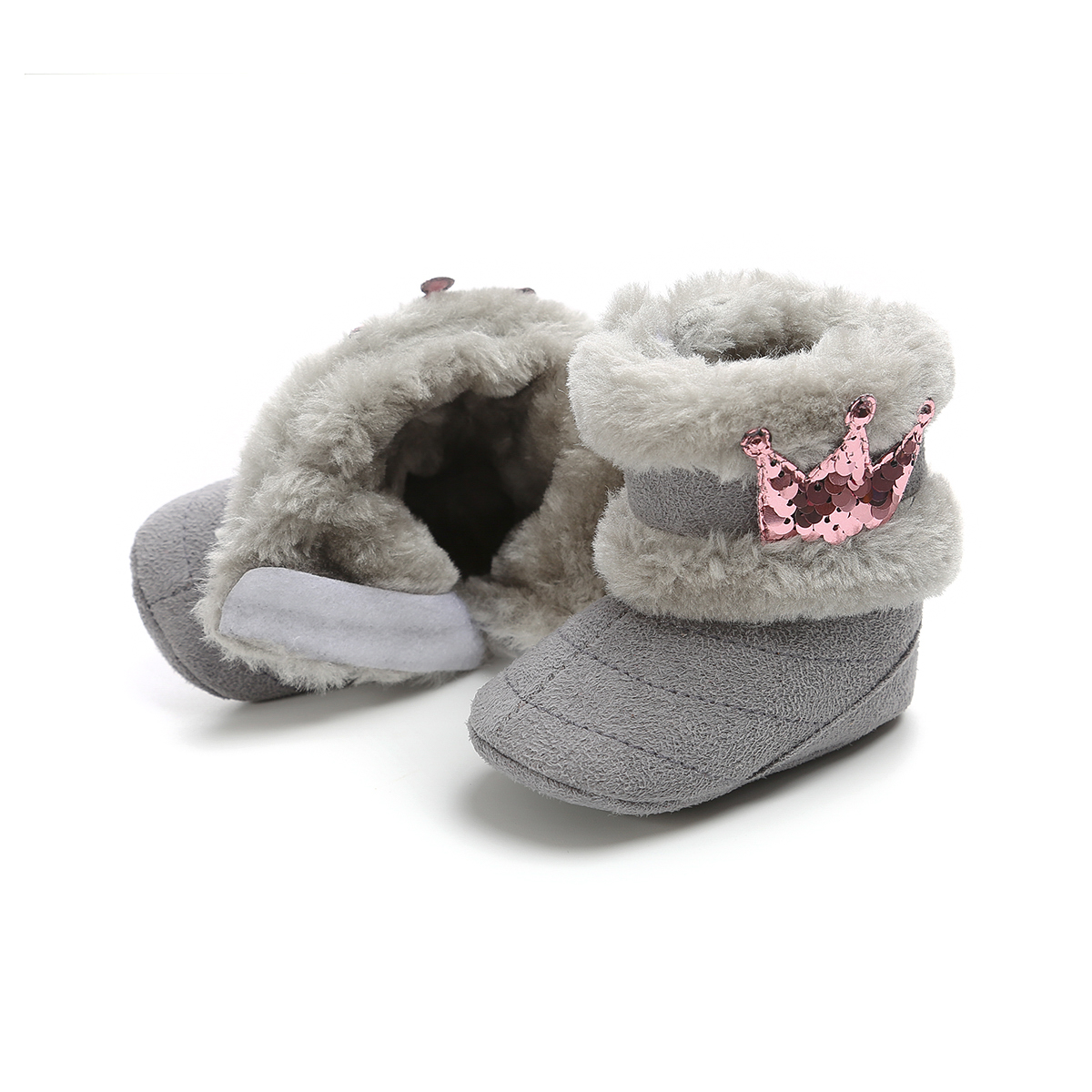 2019 winter Faux suede crowm Outdoor walking Princess toddler baby girl boots