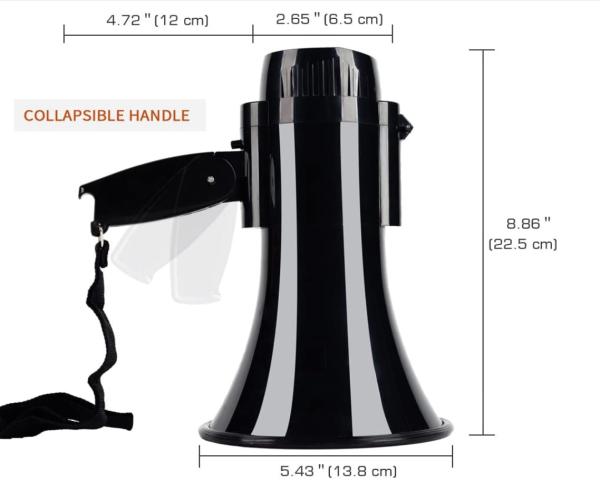 Public Address 20W Outdoor Bullhorn Speakers Megaphone Bluetooth 235 X 200 X
