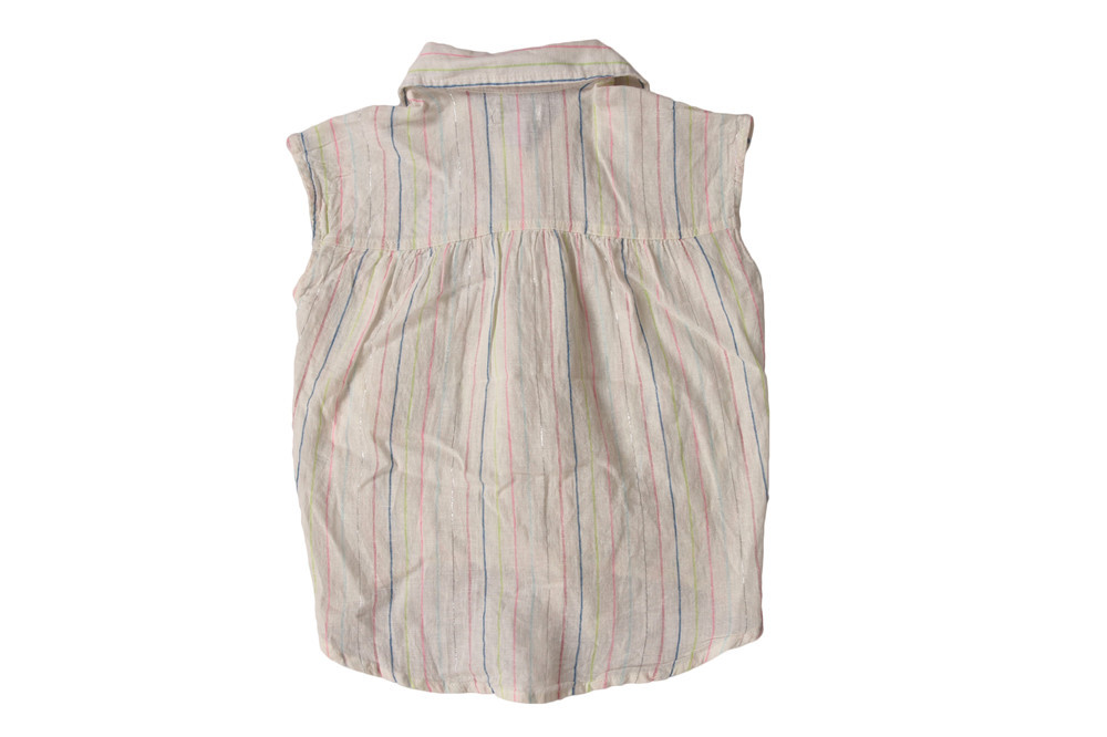 Girls Cool Cropped Striped Shirt Sleeveless 53% Linen 46% Cotton