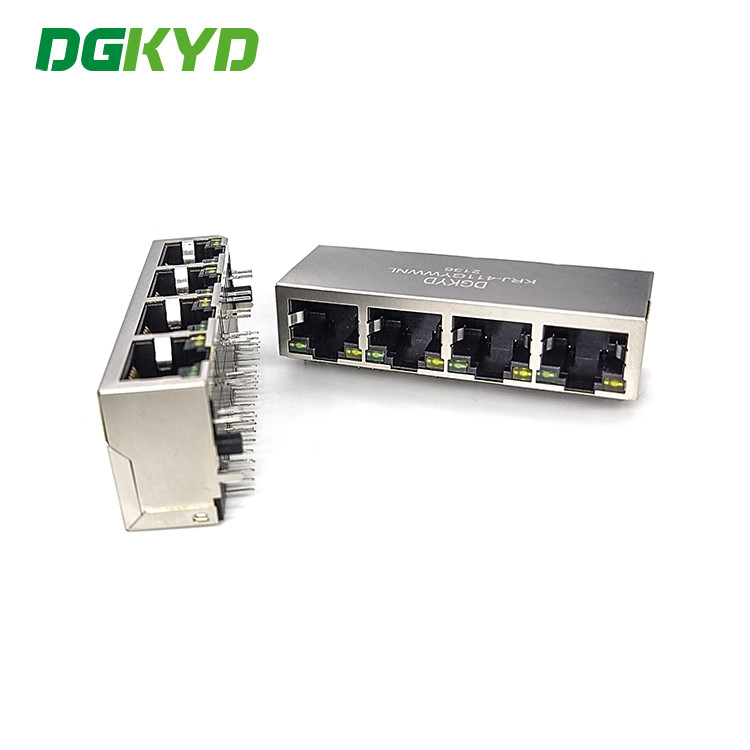 Network Integrated Filter RJ45 Shielded Connector 1X4 8P8C 6U DIP PCB Mount Style