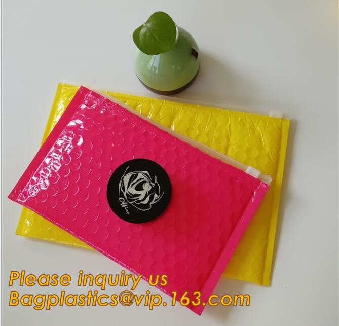 Holographic Factory Shiny gold Cosmetic bag Zipper Bubble Bag zip-lock Slider Padded Mailer metallic bubble zipper bagea