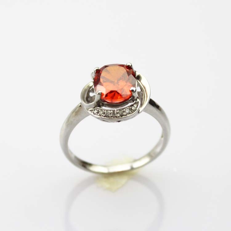 Women Jewelry 7mmx9mm Oval Red Cubic Zircon 925 Silver Ring(R183)