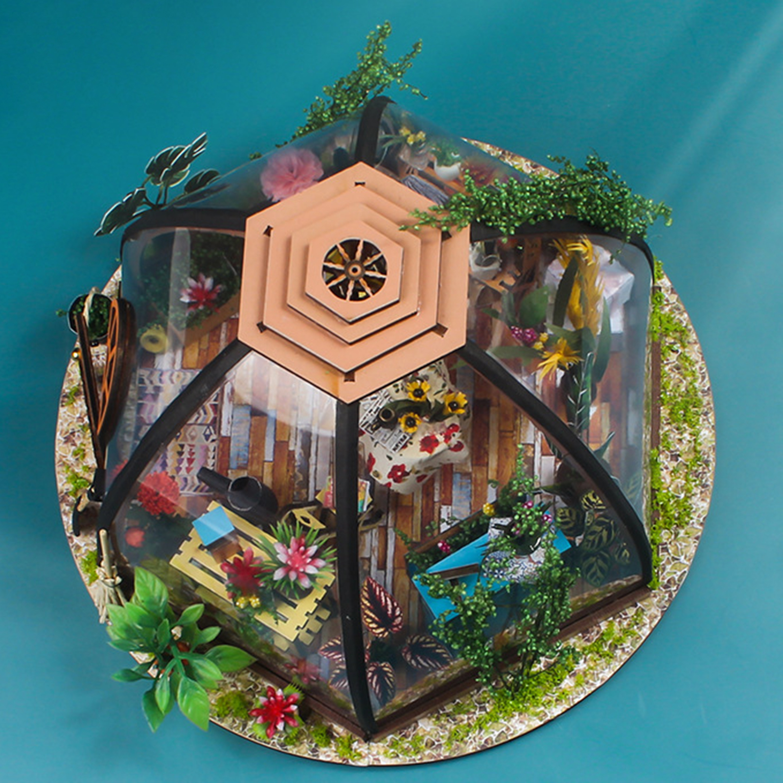DIY Miniature Dollhouse with Furniture Gardening Tool LED Light Battery Case Wood Craft Garden House Self Assembly Dollhouse