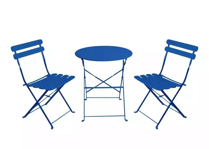 Outdoor Garden Steel Leisure Conversation Patio Bistro Set Folding Table And Chairs