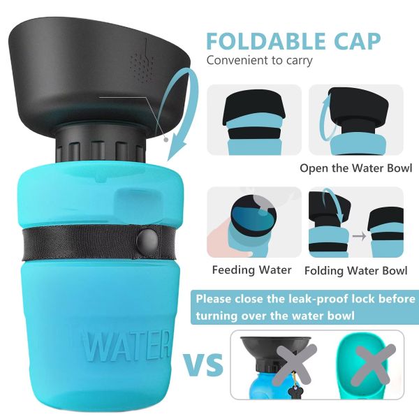 Portable Squeeze Dog Water Bottle 500ml Dog Water Drinking Bottle Blue / Pink