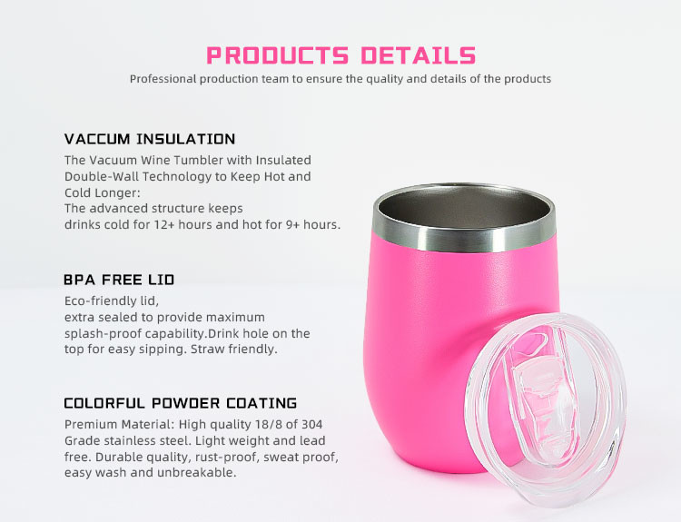 Bulk 12 Pack 12oz Stainless Steel Stemless Wine Glass Tumblers With Lids And Straws Vacuum Insulated Coffee Mug For Cold Hot Drinks