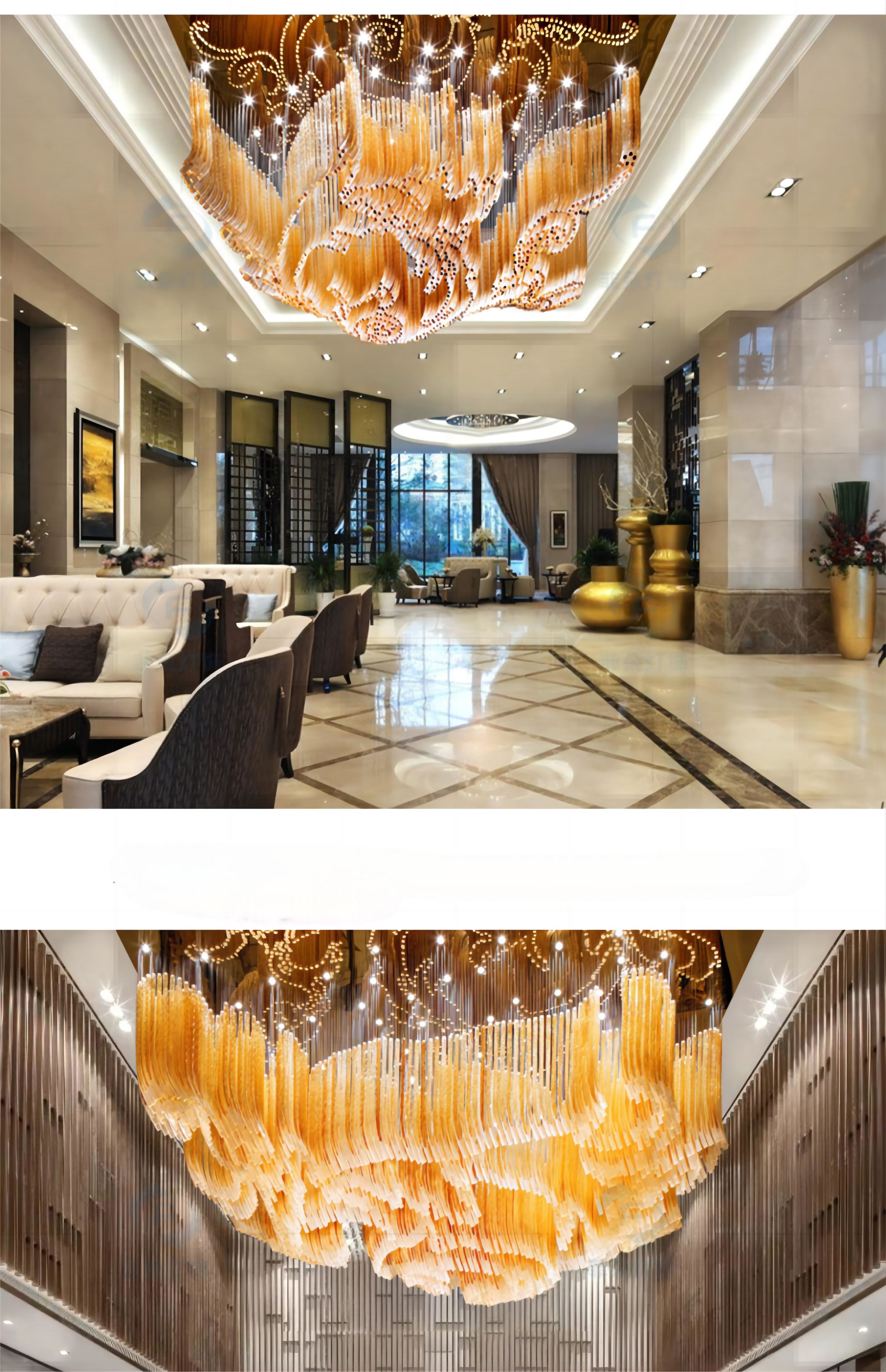 Luxury Golden Transparent Rectangular Crystal Extra Large Chandeliers Made To Order