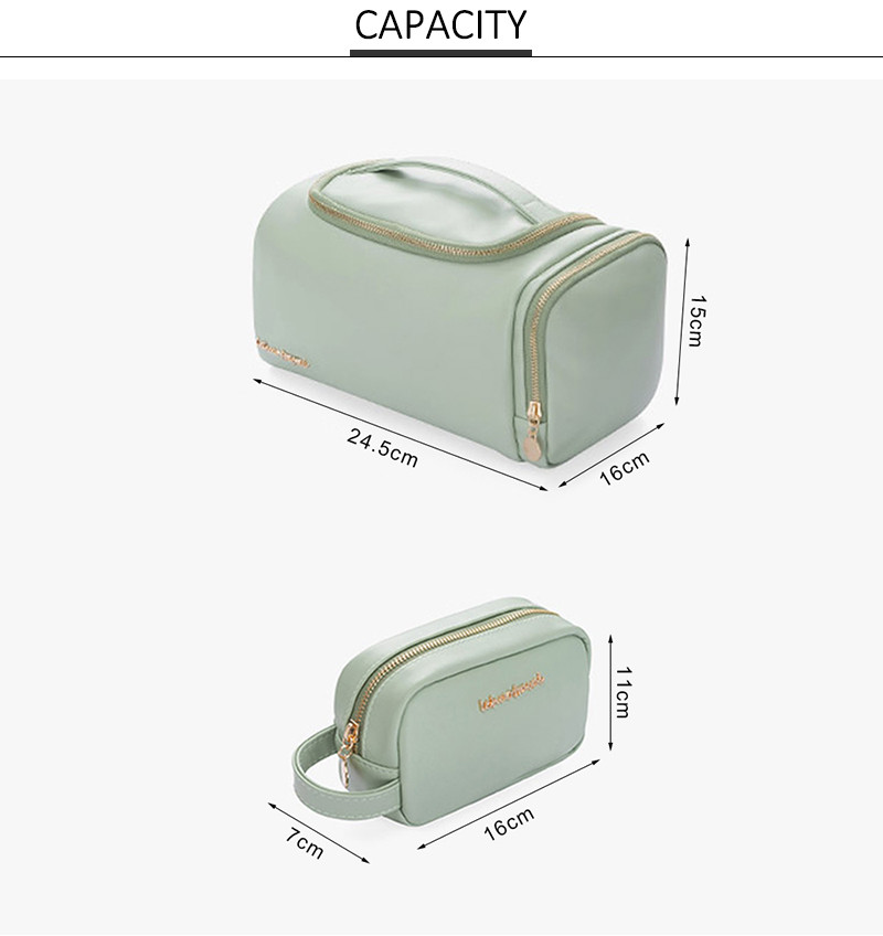 Large Capacity Travel Vanity PU Cosmetic Bag With Handle