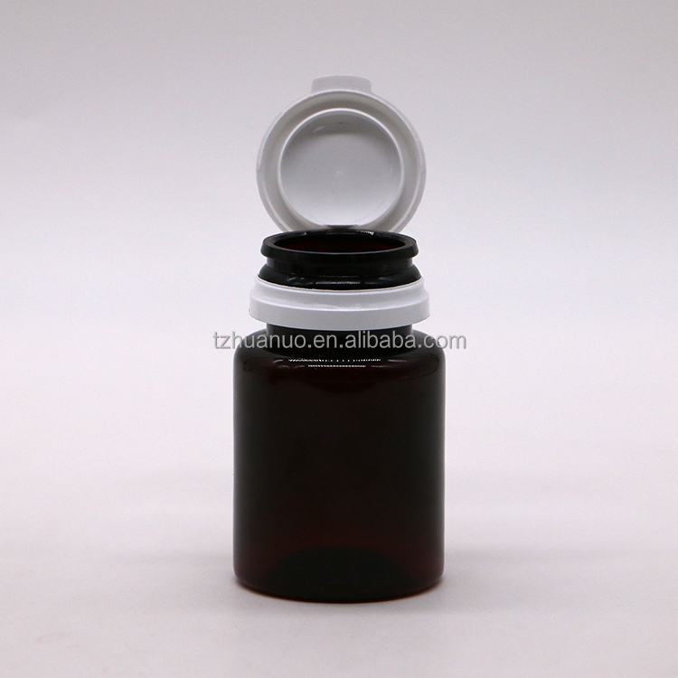 Custom Color 50ml Amber PET Pill Capsule Fish Oil Bottle with Tear-off Cap/ Screw Cap