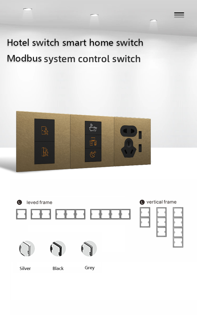 RS485 Protocol Wall Light Switch Backlight Style Push Button Power Switch