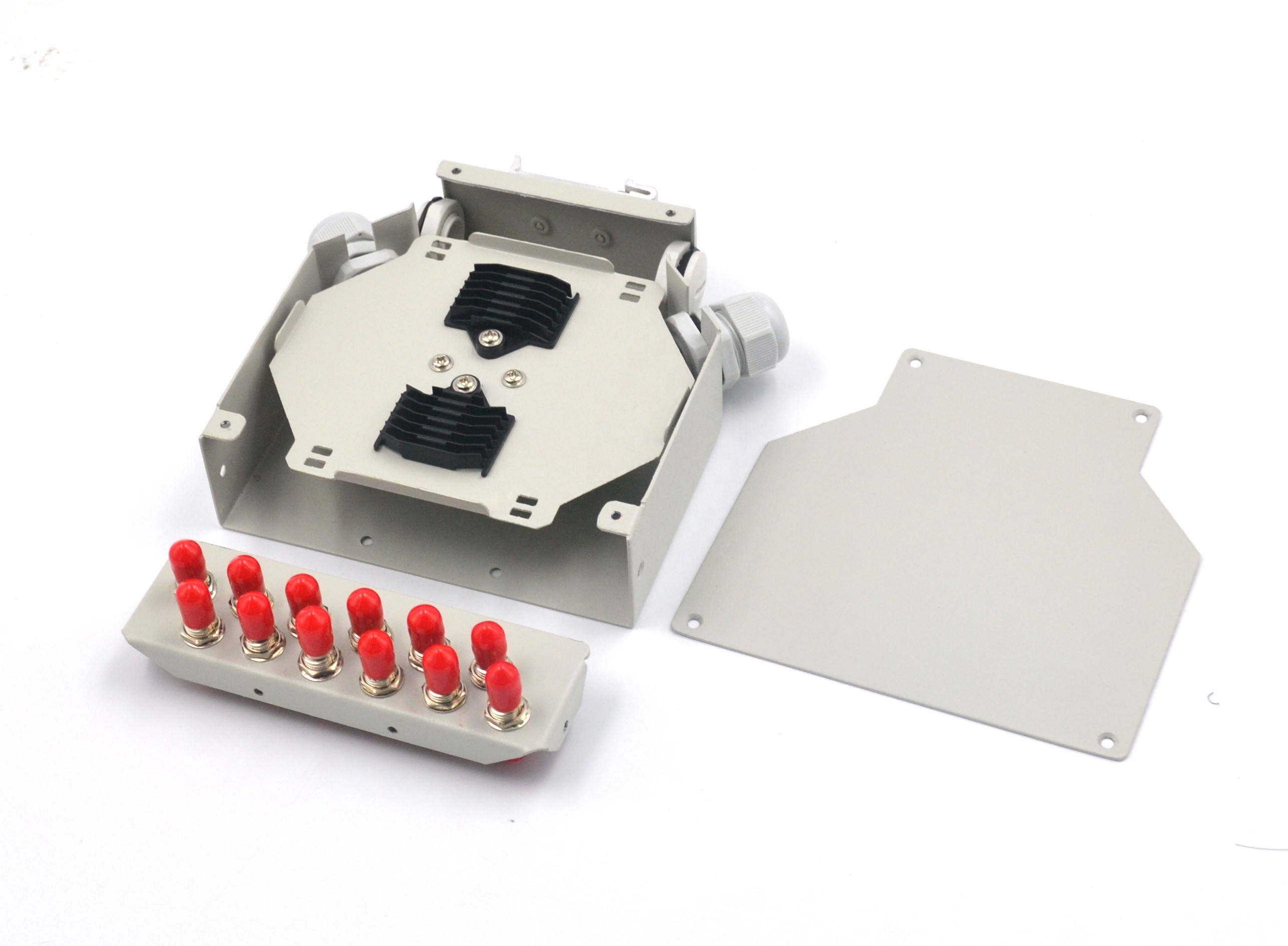 Rotatable Fiber Optic Patch Panel , 12 Core ST Fiber Optic Splice Box DIN Rail Mounted