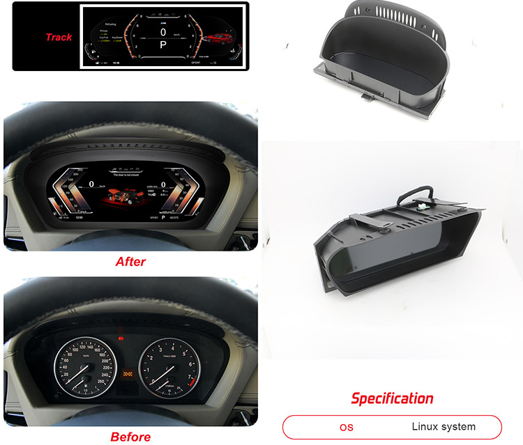 Digital Dash Cluster For BMW E70 Car Speedometer 12.3inch IPS Screen With Resolution 1920*720