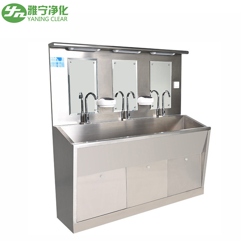 GMP Standard Hosiptal Stainless Steel Scrub Sink Fully Automatic Hand Washing Sink